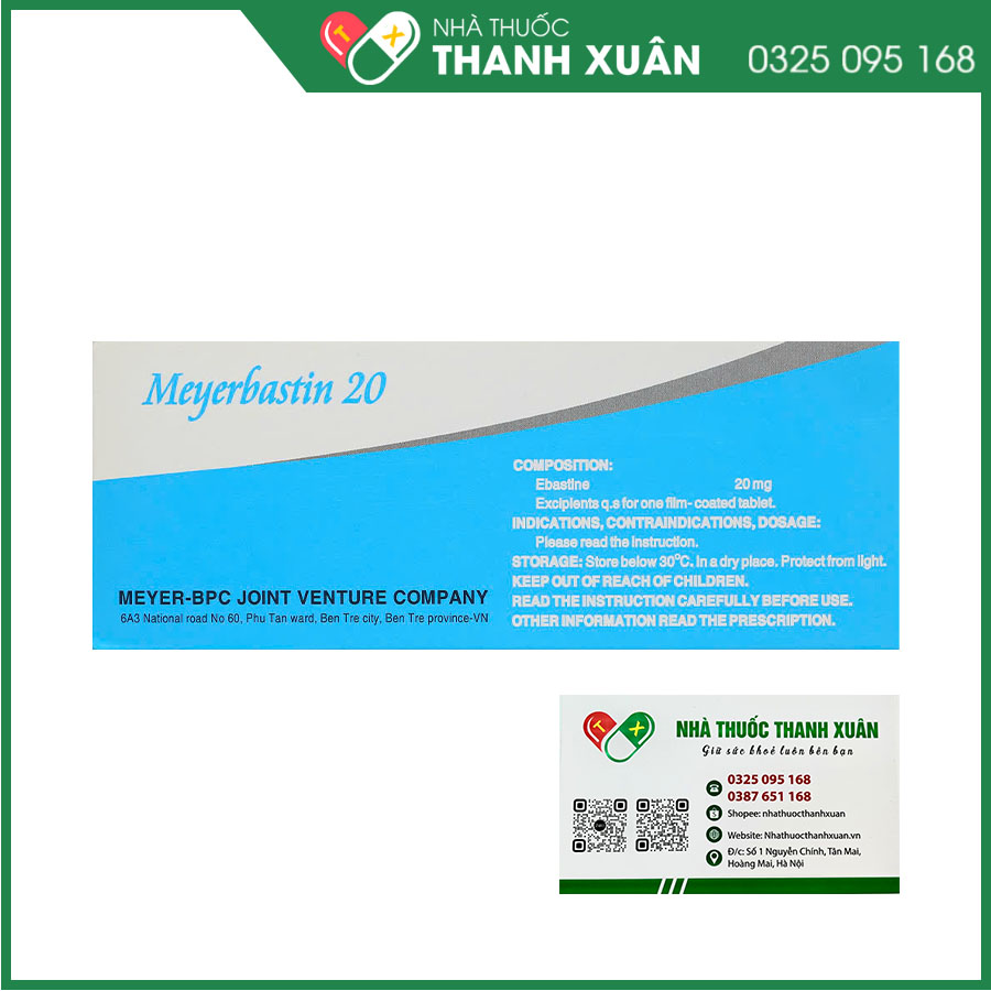 Thuốc Meyerbastin 20 điều trị viêm mũi dị ứng và mày đay vô căn mãn tính